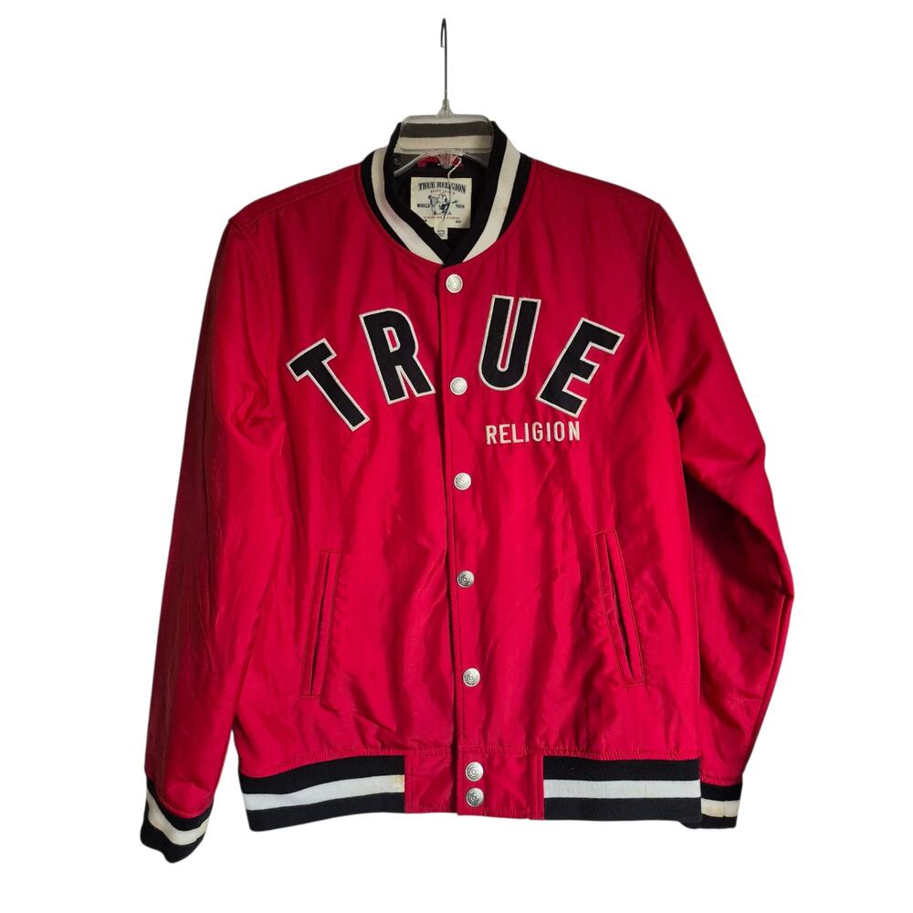 Vintage True Religion Varsity Jacket Size‎ XL Red Varsity Rare Great logo